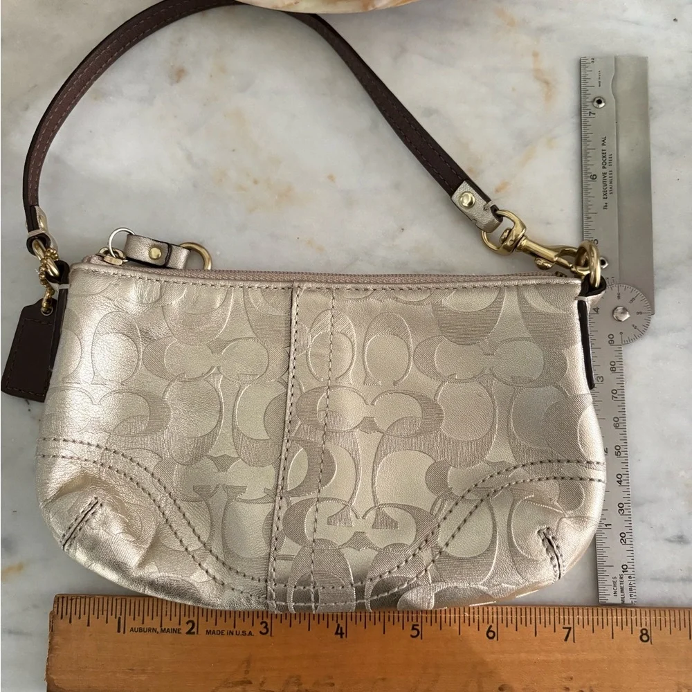 Coach Signature Metallic Wristlet - Picture 2 of 16